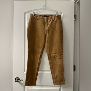 Talbots corduroy pull on Jegging pant camel tan womens 14 Petite short stretch